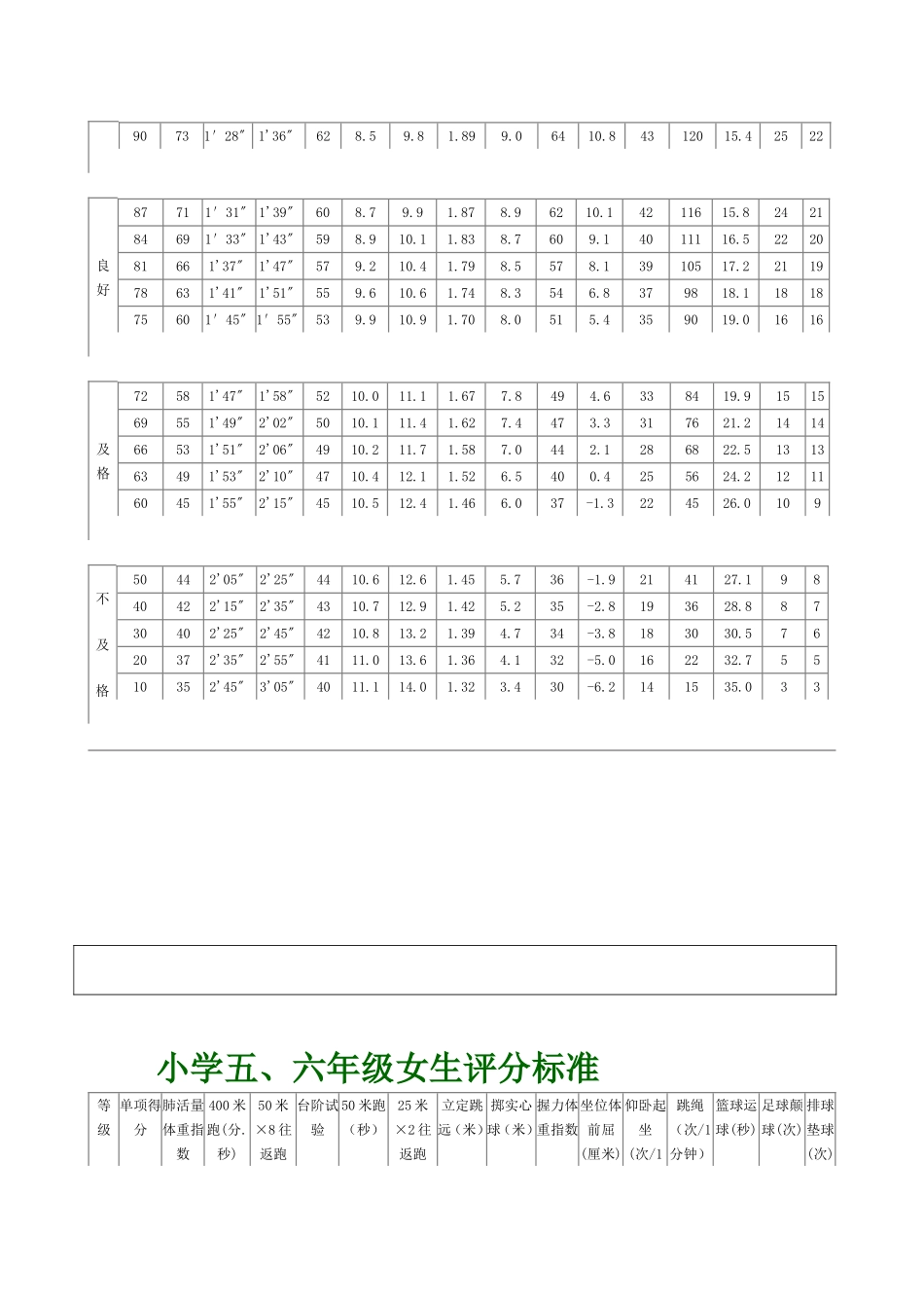 2017《国家学生体质健康标准》测试项目表-小学体育计划总结及期末考核班级记录表_第2页