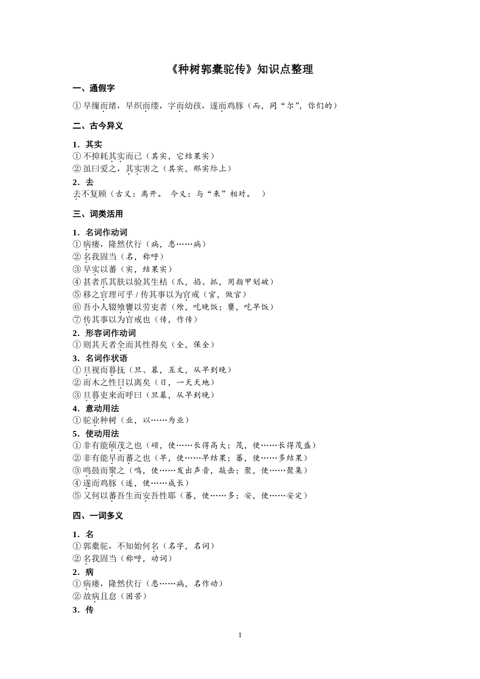 《种树郭橐驼传》知识点整理(精)_第1页