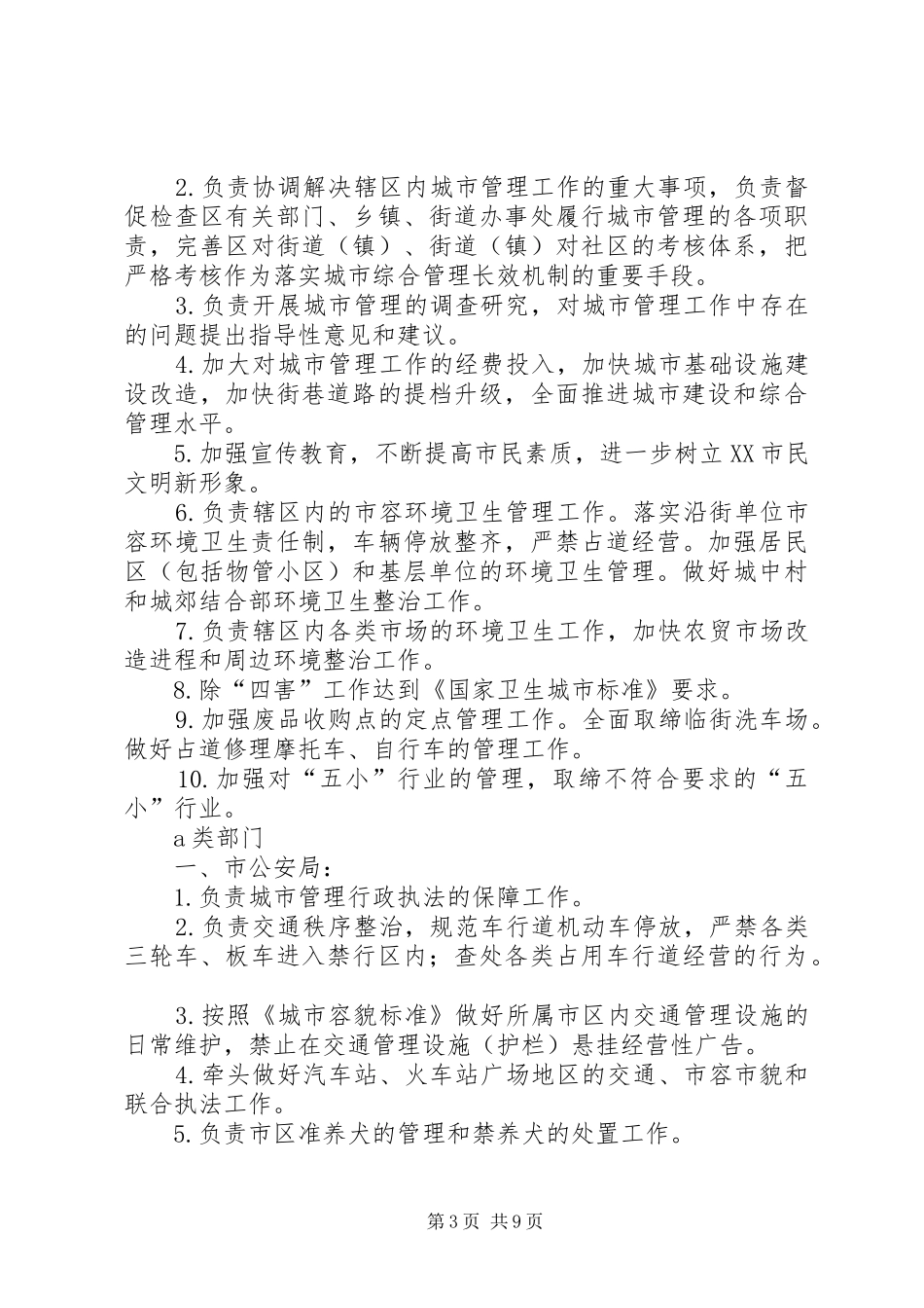 XX市城市综合管理委员会办公室职责_第3页