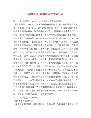 我的爸爸,我的爸爸作文600字 