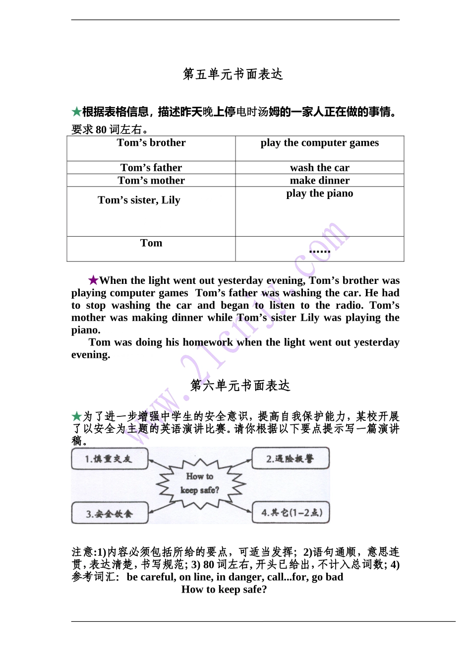 2014年春人教版八年级英语下册第1-10单元书面表达汇总_第3页