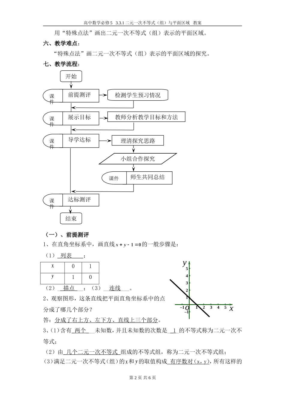 §3.3.1二元一次不等式(组)与平面区域教案_第2页