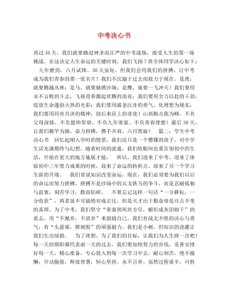 中考决心书 