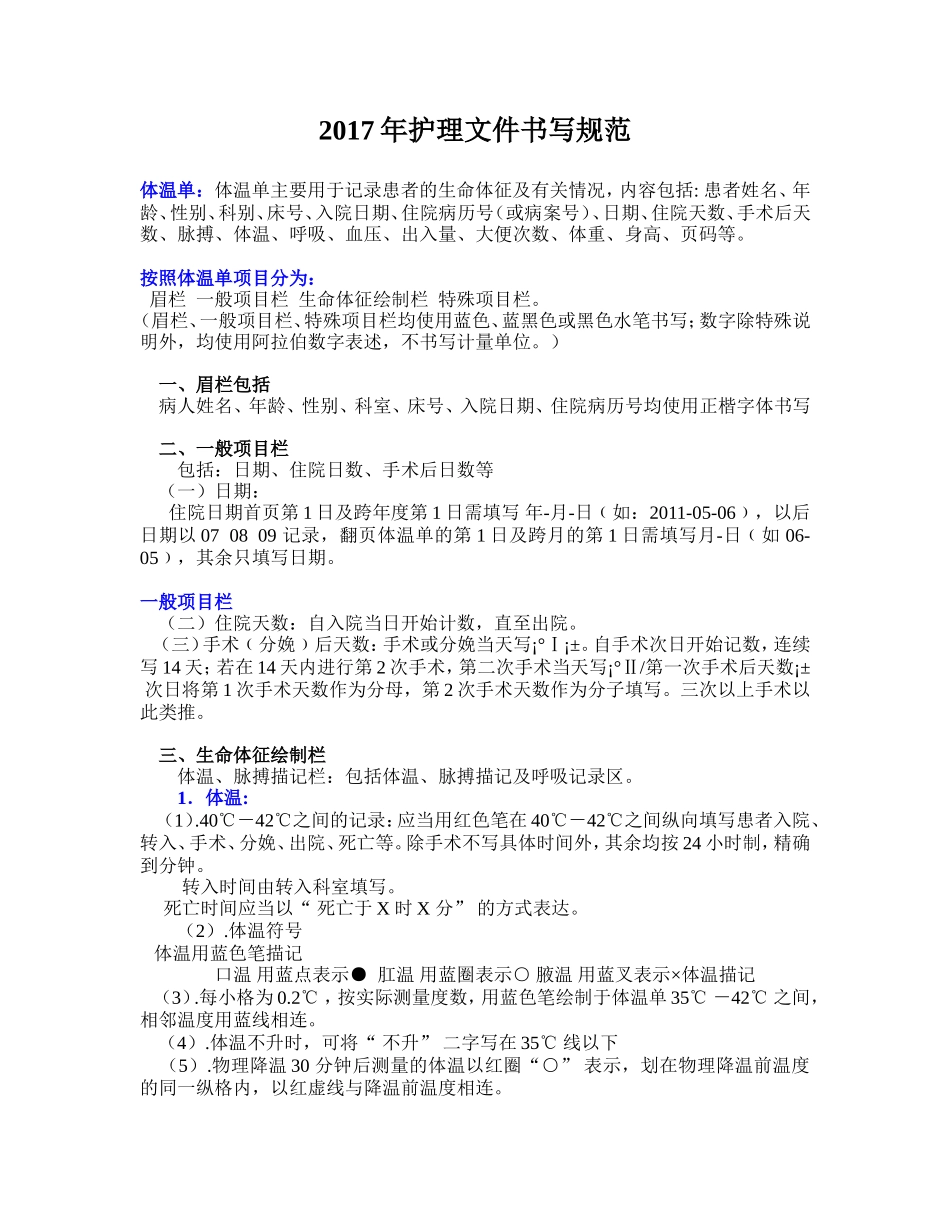 2017年护理文件书写规范_第1页