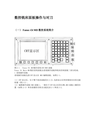 FANUC-Series-0i-MD数控铣床面板操作与对刀