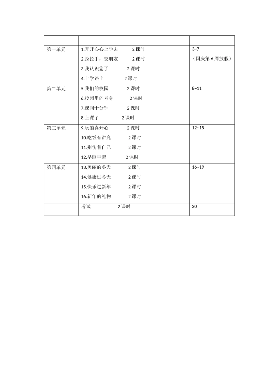 2017人教版一年级道德与法治上册教学计划_第3页