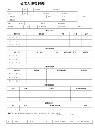《员工入职登记表》-超详细-超实用。