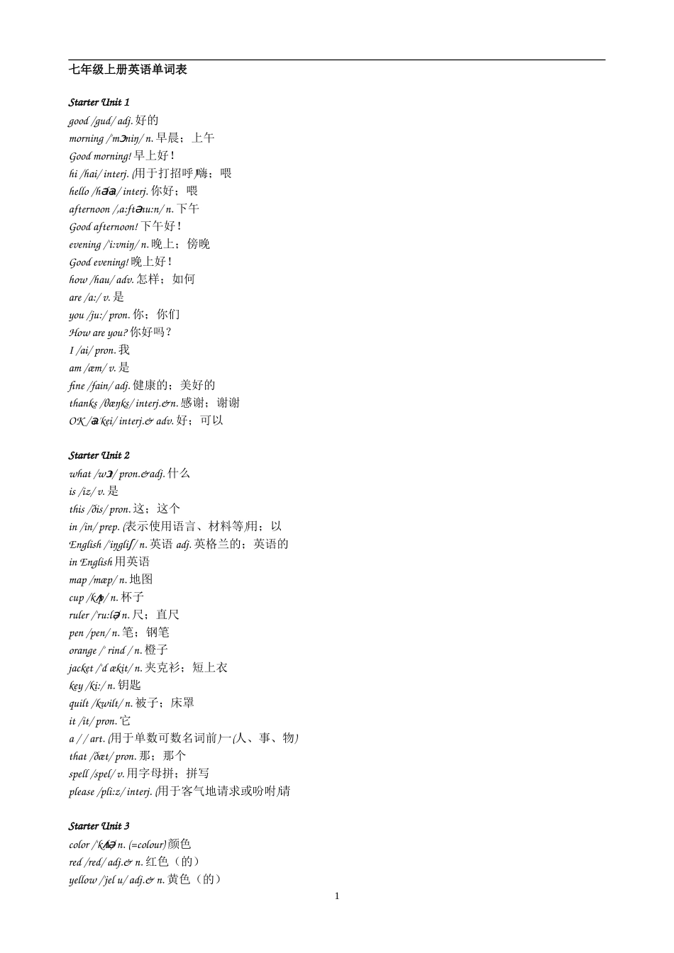 word人教版初中英语单词表(按年级)_第1页