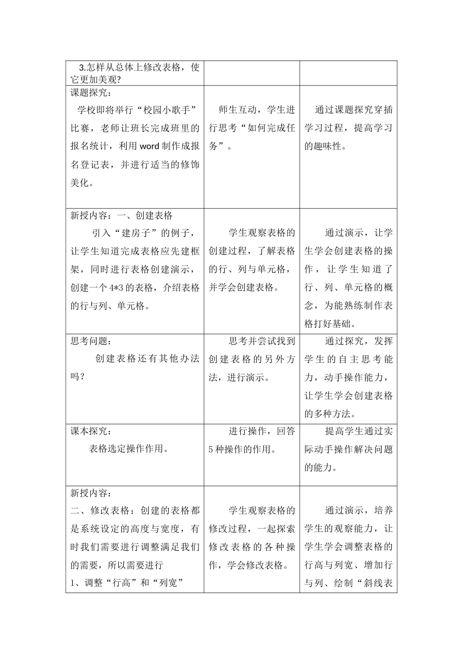 3.3表格的设计与制作教学设计_第3页