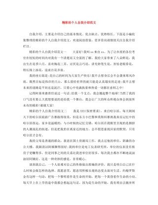 精彩的个人自我介绍范文 