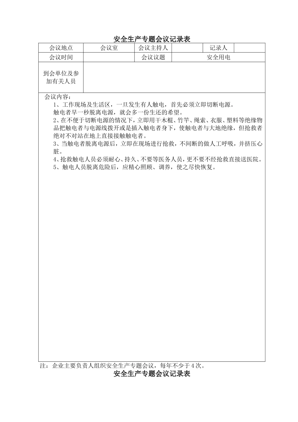 安全生产专题例会记录表_第3页