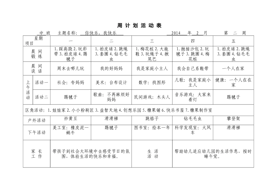 2018年中班第二学期周计划_第2页