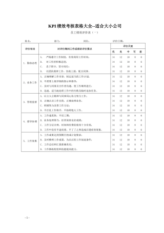 KPI绩效考核表格大全--适合大小公司