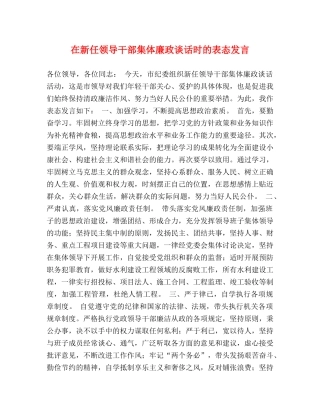 在新任领导干部集体廉政谈话时的表态发言 