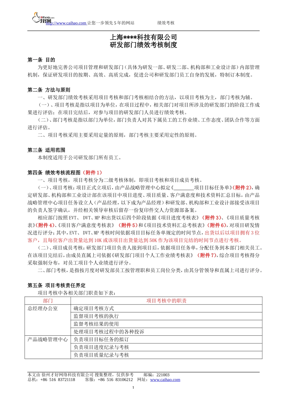 XX科技有限公司研发部绩效考核制度(DOC-15页)_第1页