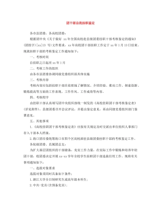 团干部自我挂职鉴定 