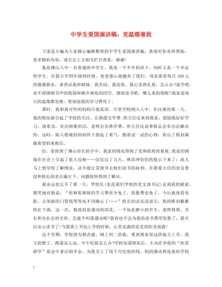 生爱国演讲稿党温暖着我 