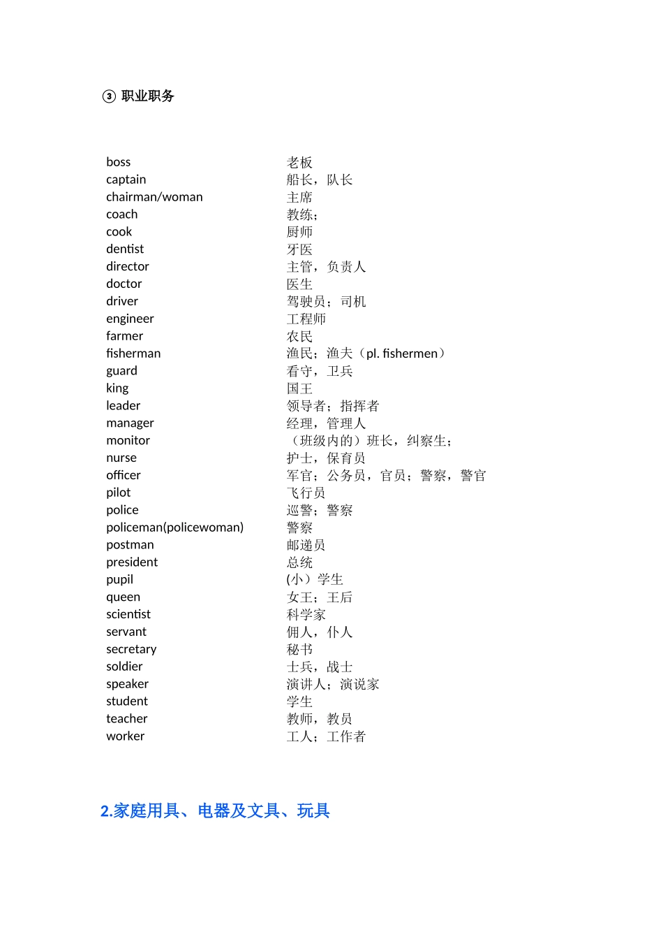2017中考英语1600词汇表(分类整理版)_第3页