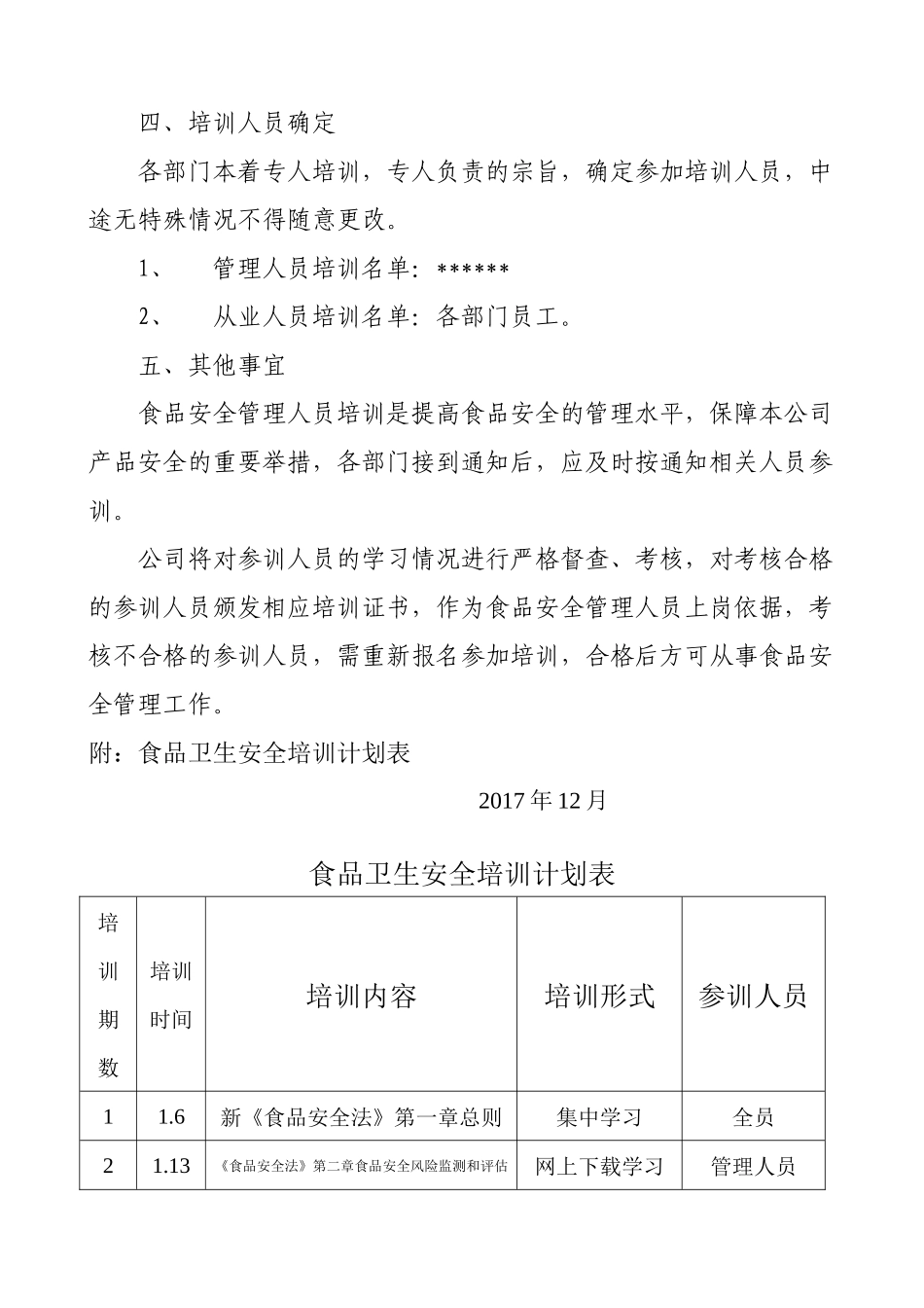 2018年食品安全培训计划_第2页
