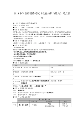 2018中学教师资格考试《教育知识与能力》考点梳理