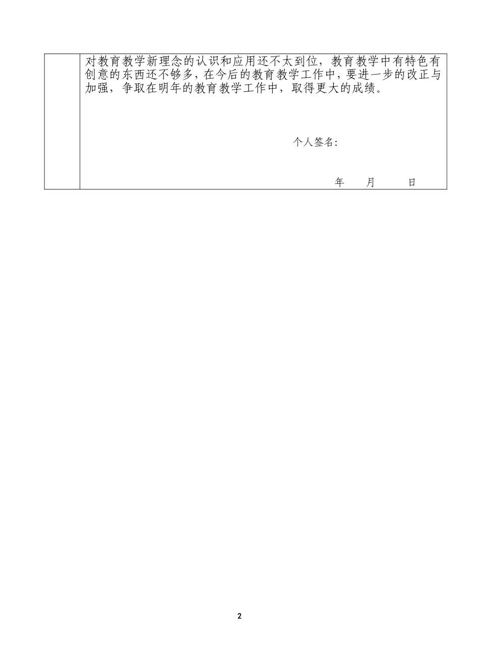 2015教师事业单位工作人员年度考核登记表_第2页
