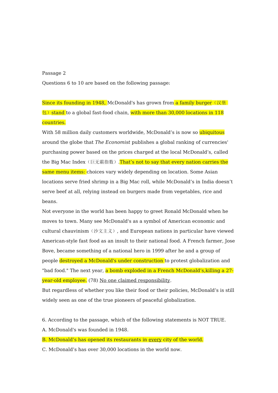 2015年11月北京成人本科学位英语统一考试真题及答案_第3页