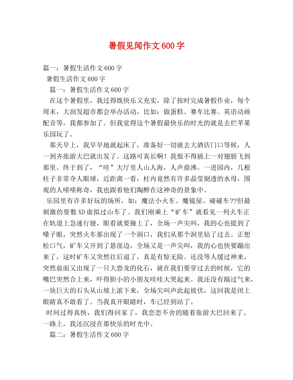 暑假见闻作文600字 _第1页