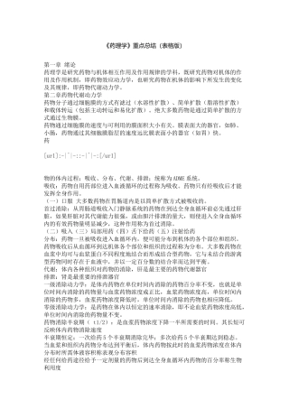 《药理学》重点总结(表格版)