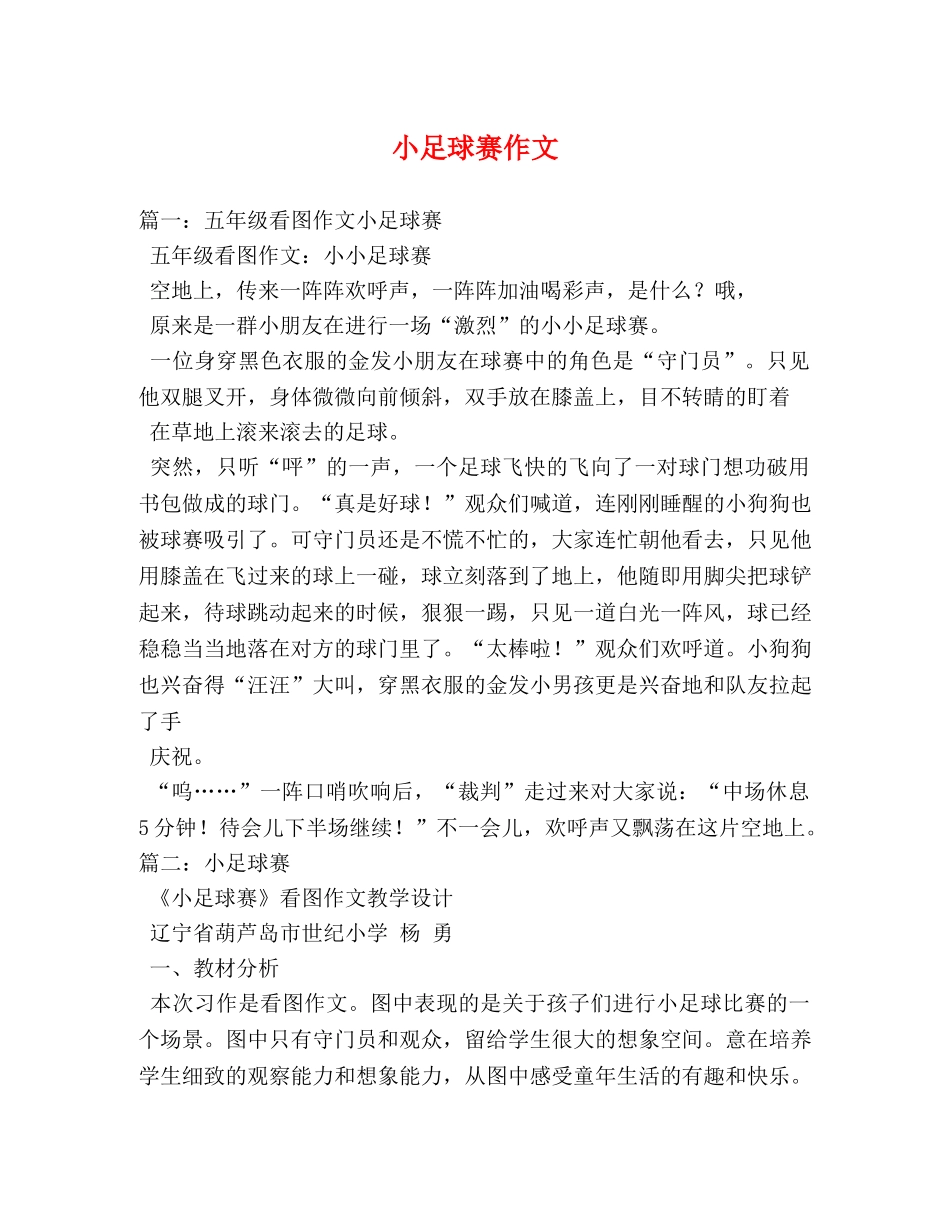 小足球赛作文 _第1页