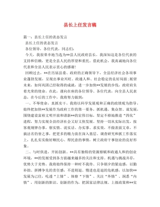 县长上任发言稿2 