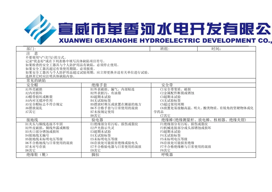 安全工器具与个人安全防护用品定期检查表_第2页