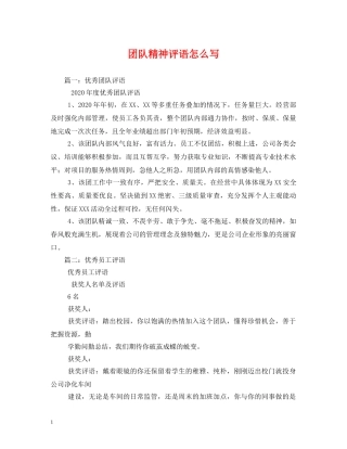 团队精神评语怎么写 
