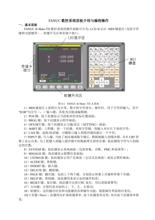 FANUC数控系统面板介绍与编程操作