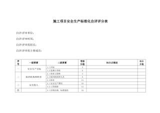安全生产标准化自评评分表