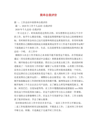 简单自我评价 