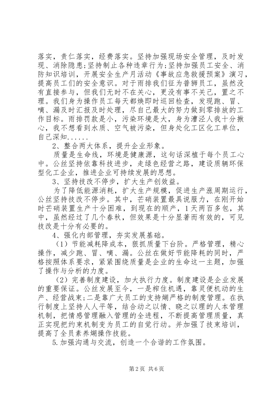 XX年化工厂个人总结_第2页