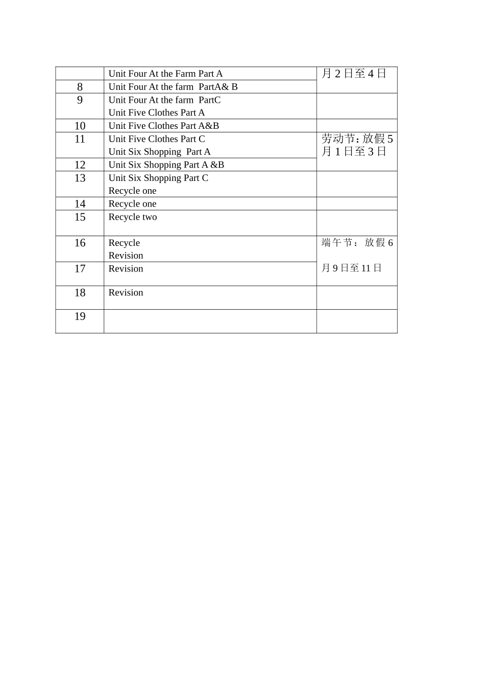 PEP小学英语四年级下册教学计划_第3页