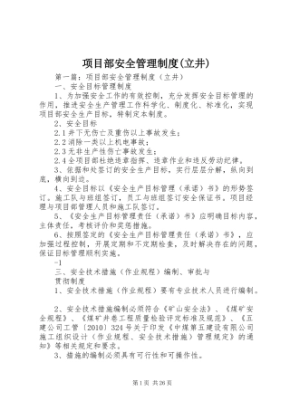项目部安全管理制度(立井)