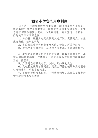 湖望小学安全用电制度