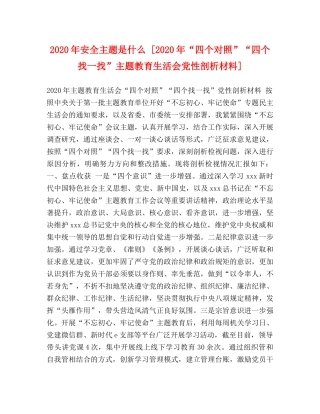 2024年安全主题是什么 [2024年“四个对照”“四个找一找”主题教育生活会党性剖析材料] 