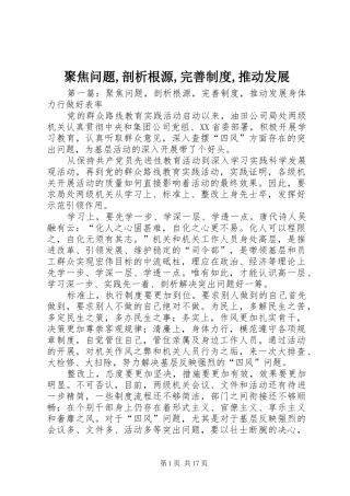 聚焦问题,剖析根源,完善制度,推动发展