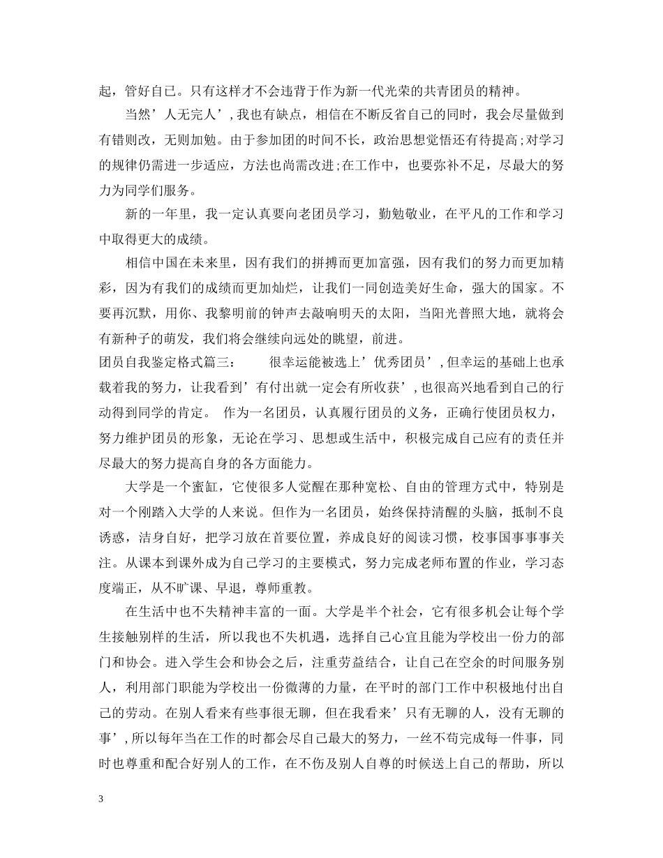 团员自我鉴定格式3篇 _第3页
