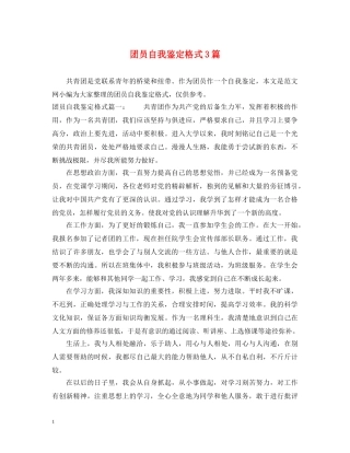 团员自我鉴定格式3篇 