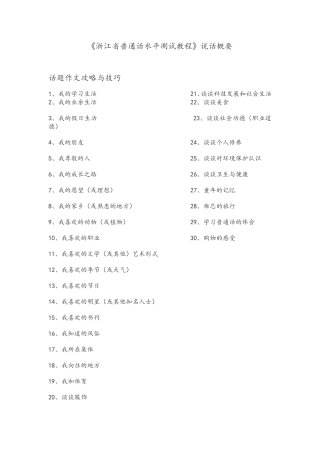 2018年普通话水平测试30个经典话题及范文