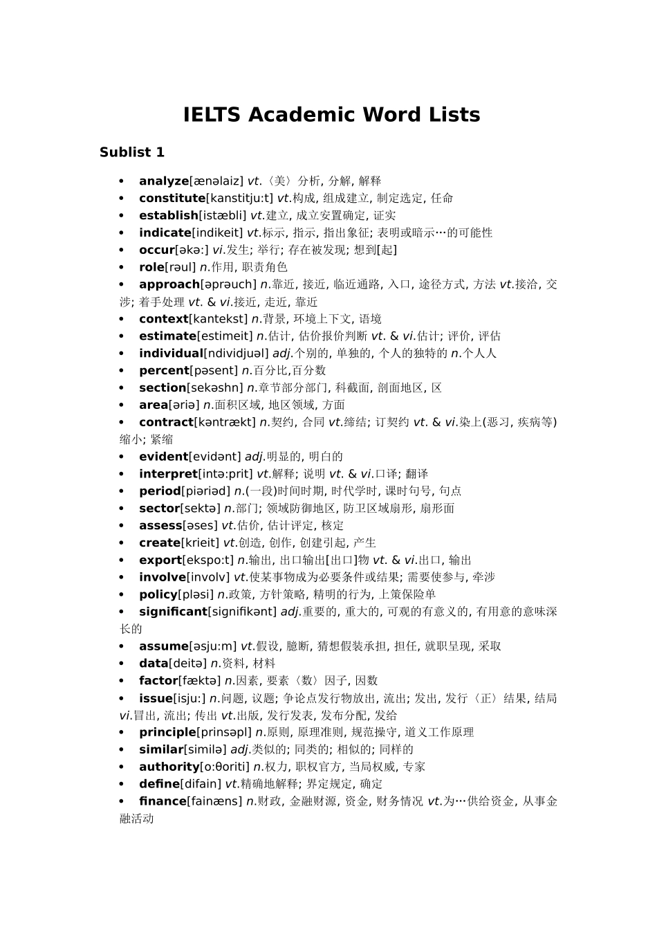 【雅思考试必备】AWL词汇10天背诵版_第1页