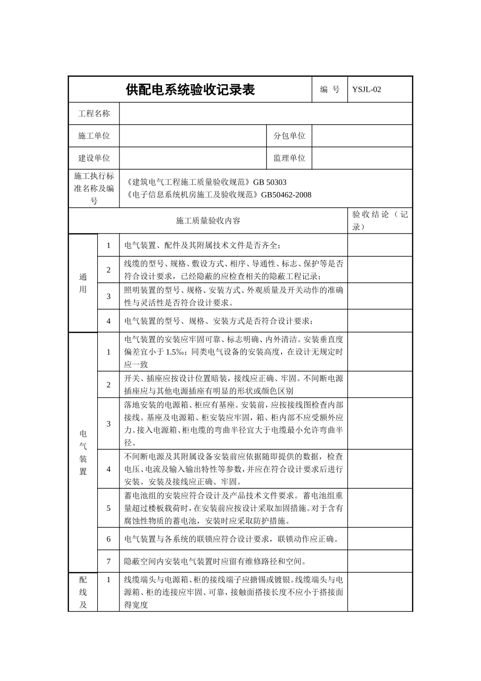 IDC数据中心机房工程验收记录表_第2页