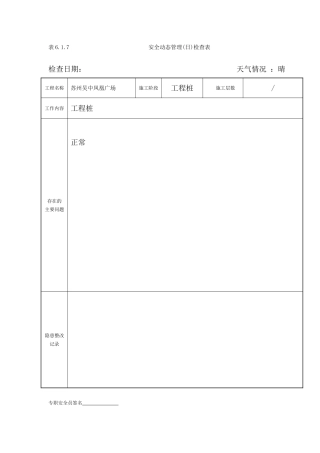 安全动态管理(日)检查表