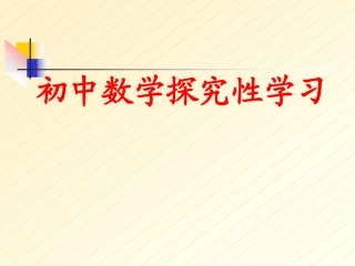 数学探究性学习