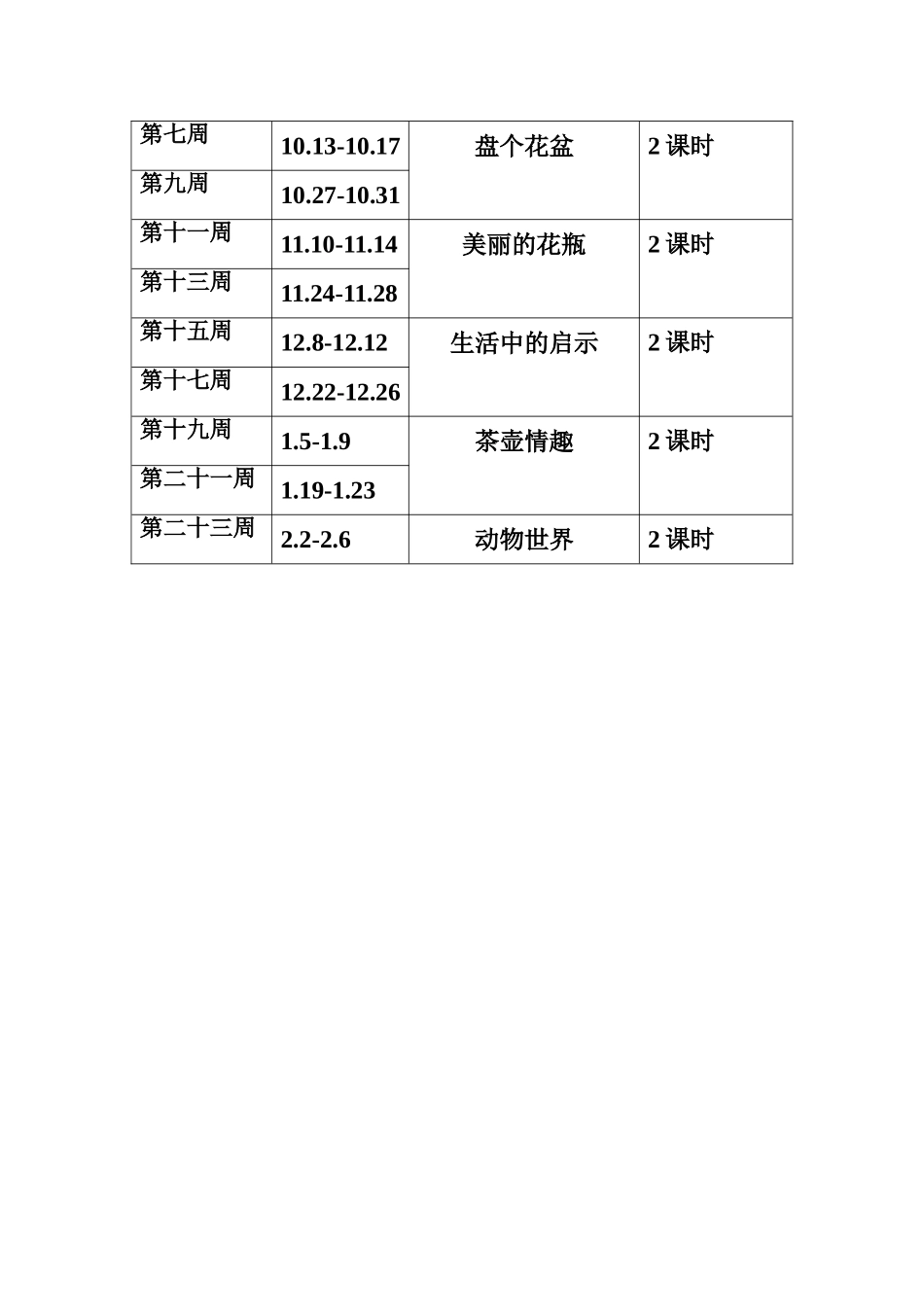 2014中段陶艺教学计划_第3页