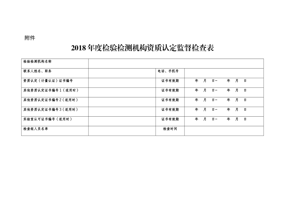 2018年度检验检测机构资质认定监督检查表_第1页
